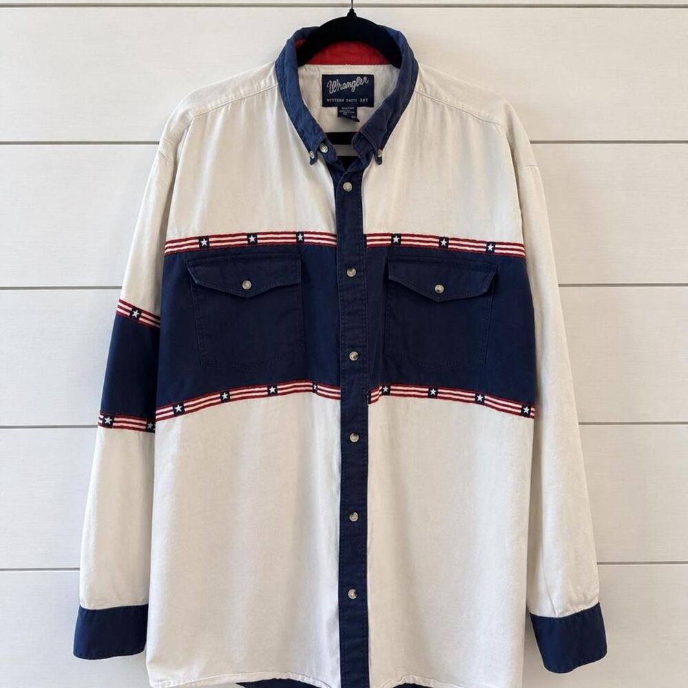 2XT Vintage 90s Wrangler Stars & Stripes Patriotic Western Shirt
